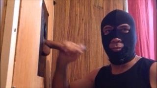 Masked Gloryhole Gay Cocksucker Works Big Cock and Balls
